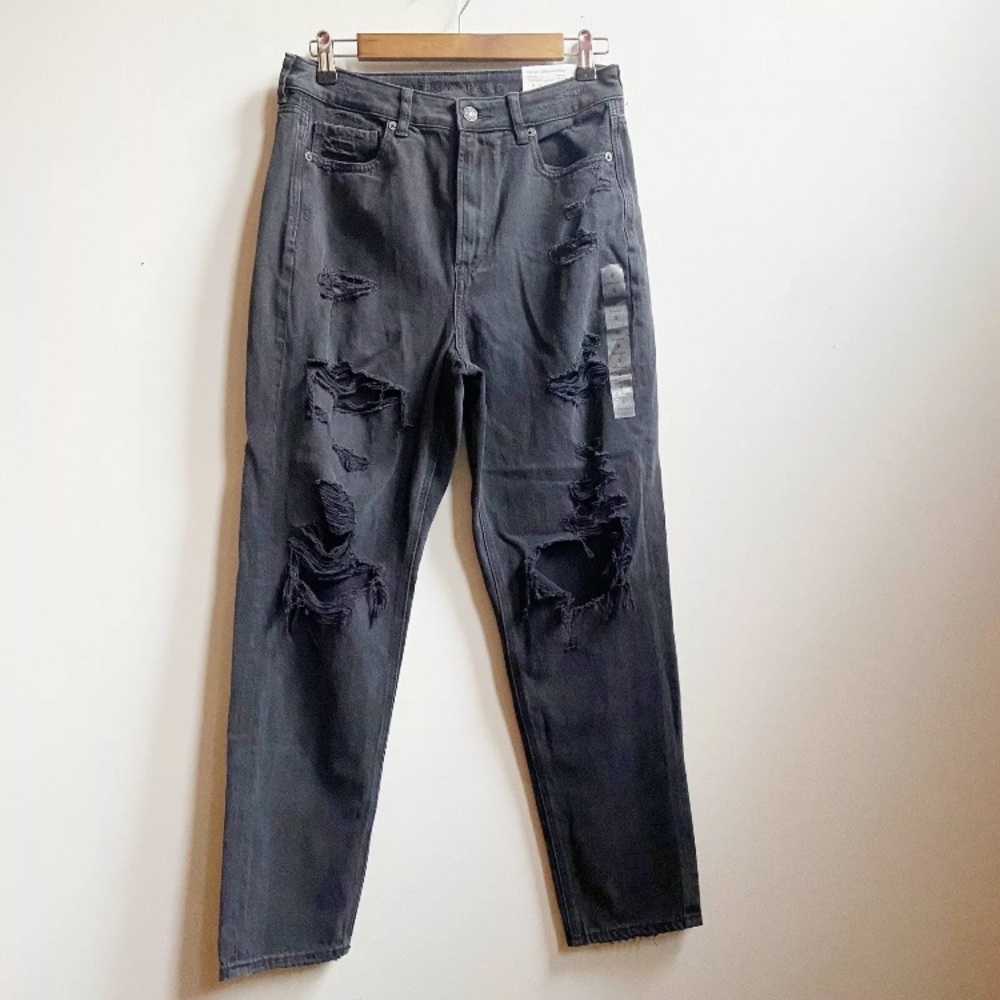 American Eagle AE Jeans Sz 8 29W Destroyed Mom Comfort Stretch Waistband